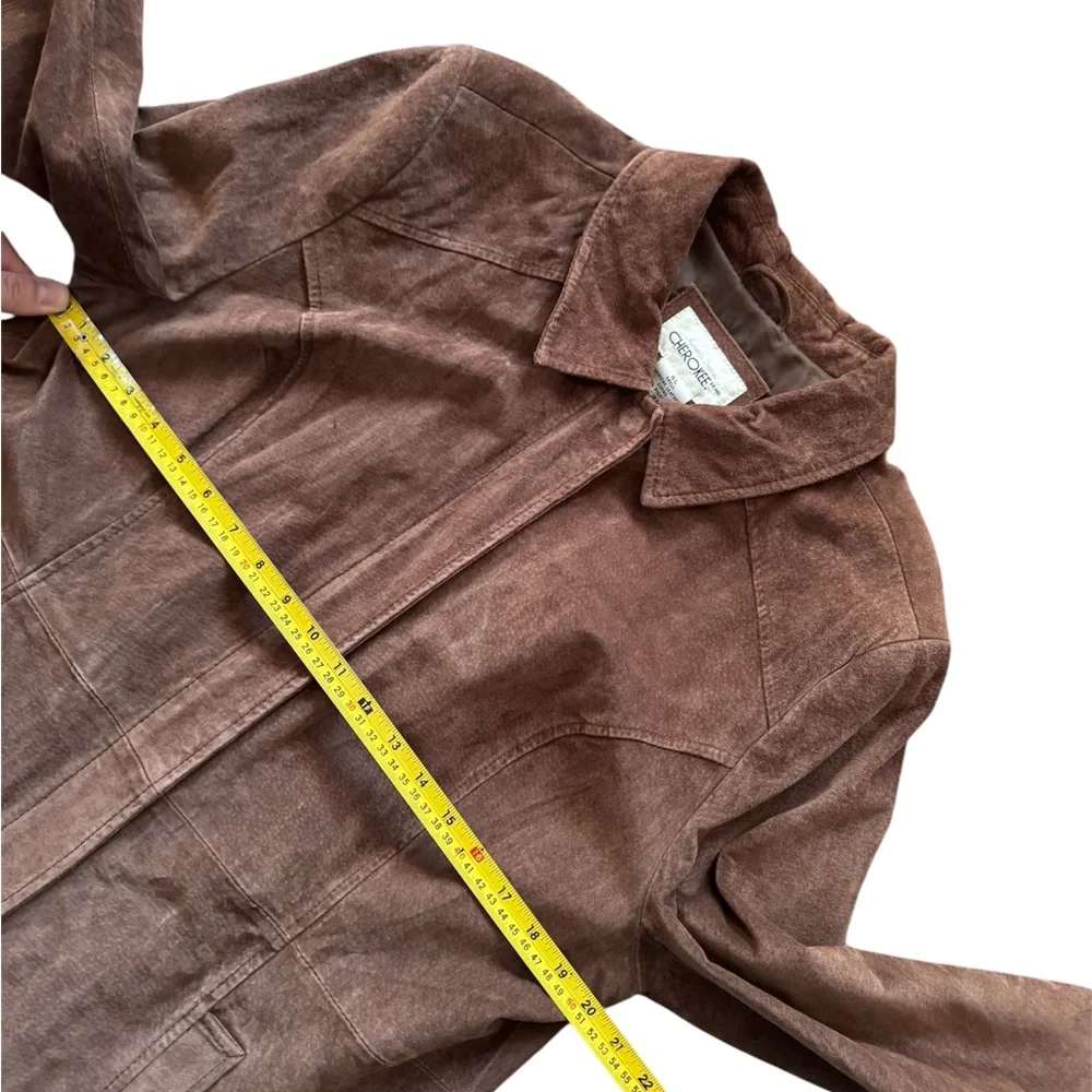 Vintage Cherokee Women’s Brown Suede Leather Jacket XL Retro Western Coat - Picture 3 of 6